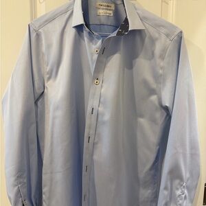 Twilory Men's Elegant Light Blue Dress Shirt